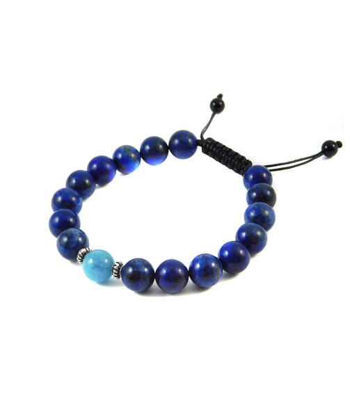 Shambhala bracelet "Lovers" Aquamarine, lapis lazuli