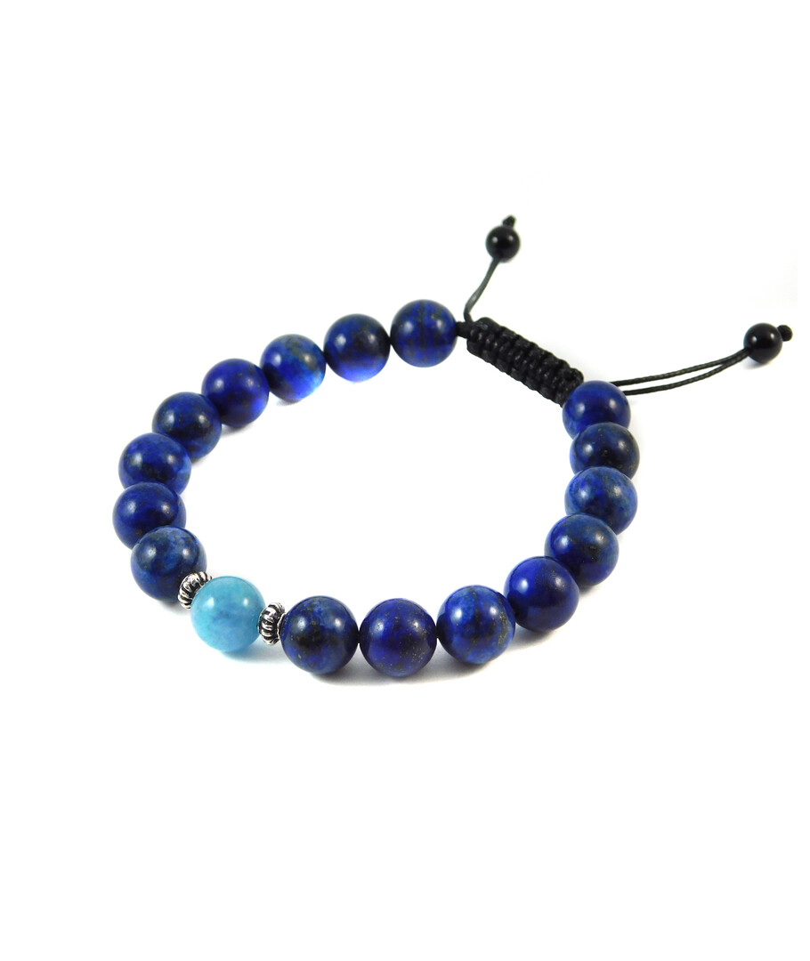 Shambhala bracelet "Lovers" Aquamarine, lapis lazuli