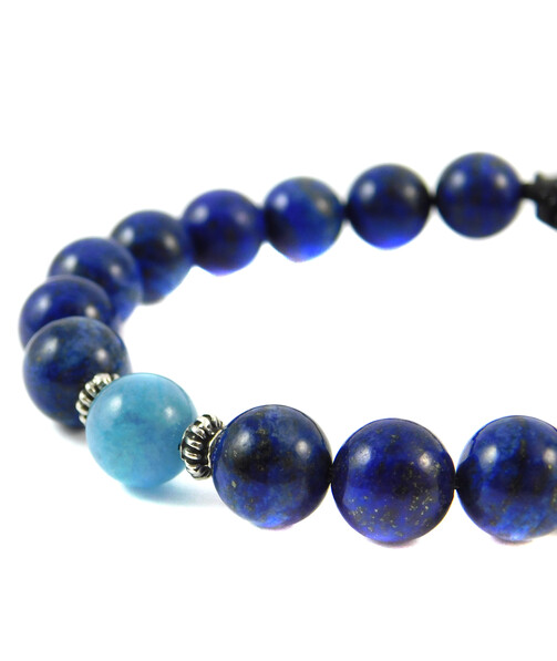 Shambhala bracelet "Lovers" Aquamarine, lapis lazuli