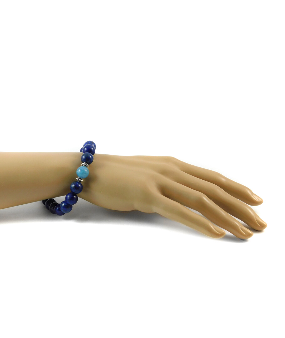 Shambhala bracelet "Lovers" Aquamarine, lapis lazuli