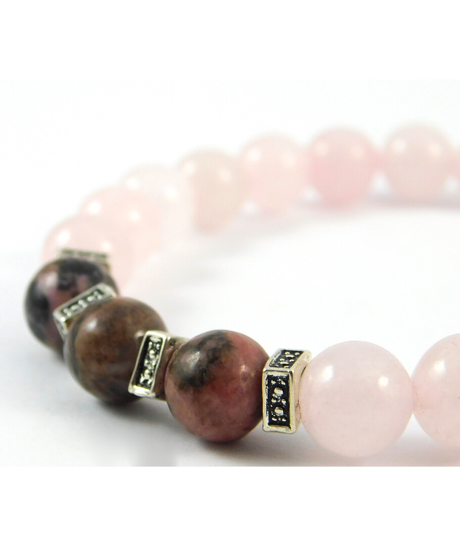 Bracelet "Lovers" Rose quartz, Rhodonite