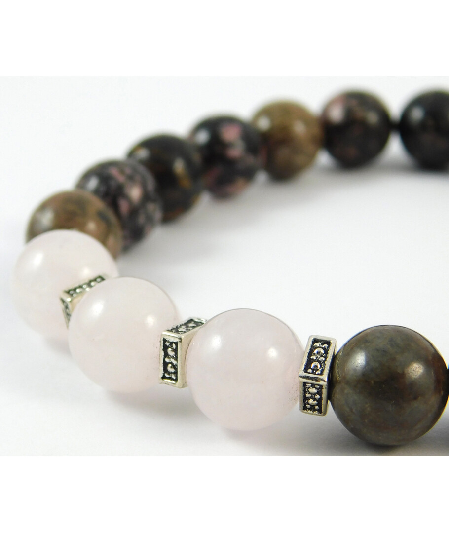 Bracelet "Lovers" Rose quartz, Rhodonite