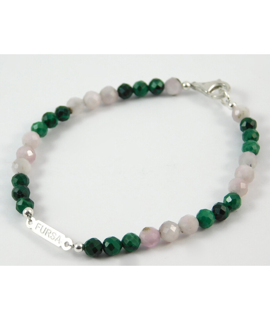 Bracelet "Fursa" Malachite, Kunzite, silver