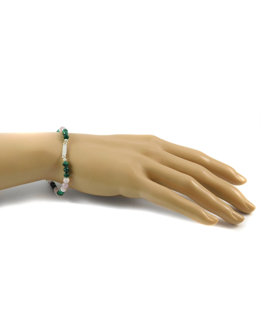 Bracelet "Fursa" Malachite, Kunzite, silver