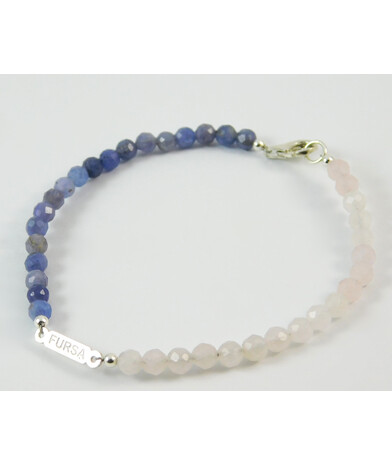 Bracelet "Fursa" Tanzanite, Rose quartz, silver