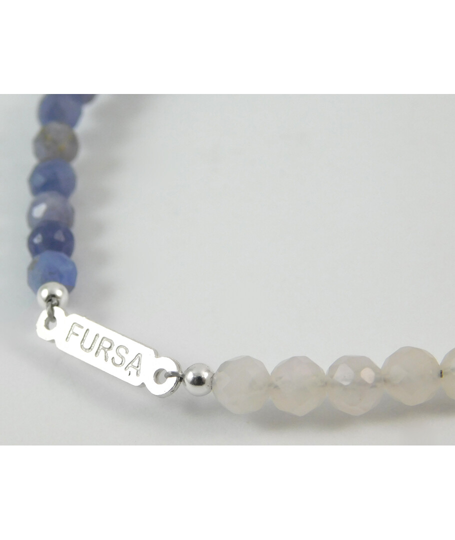 Bracelet "Fursa" Tanzanite, Rose quartz, silver