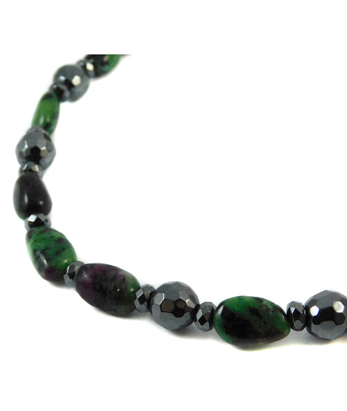 Necklace "Wormwood" Hematite, Zoisite gallows