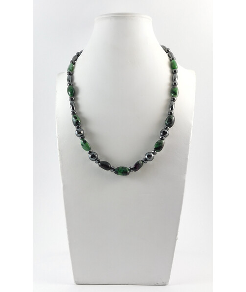 Necklace "Wormwood" Hematite, Zoisite gallows