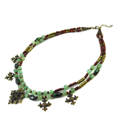 Necklace "Maya" Jade, Jasper, Zoisite