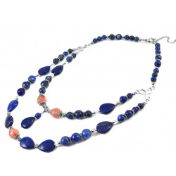 Necklace "Dewdrop" Lapis lazuli, Chalcedony