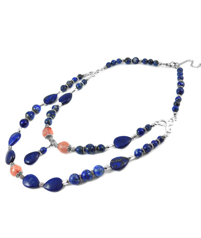 Necklace "Dewdrop" Lapis lazuli, Chalcedony