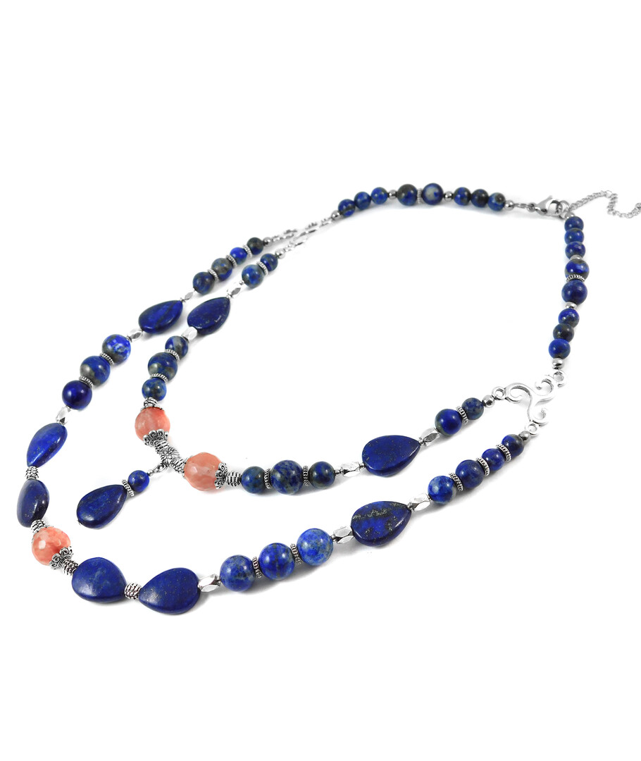 Necklace "Dewdrop" Lapis lazuli, Chalcedony