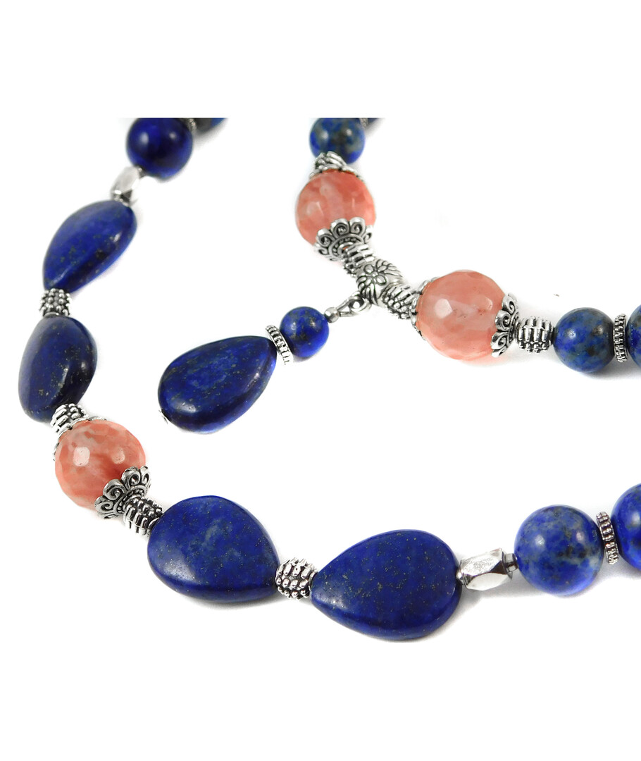 Necklace "Dewdrop" Lapis lazuli, Chalcedony