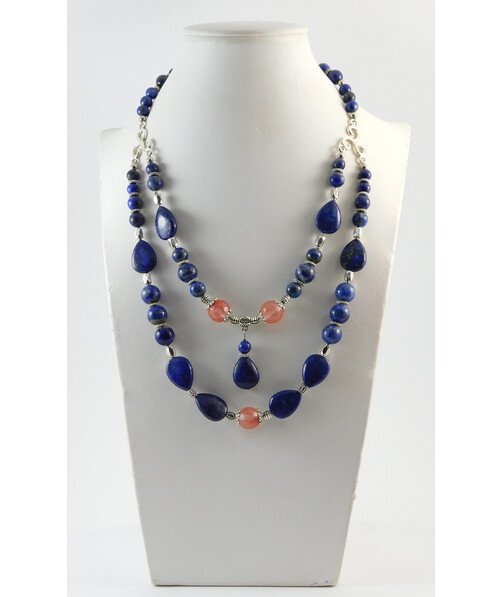 Necklace "Dewdrop" Lapis lazuli, Chalcedony