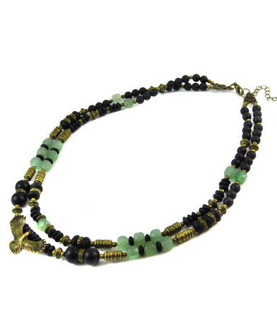 Necklace "Madina" Jade, Shungite