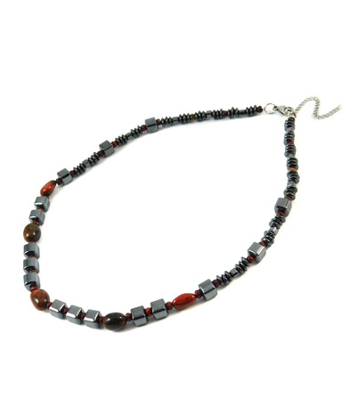 Necklace "Maroon" Hematite, jasper galtovka