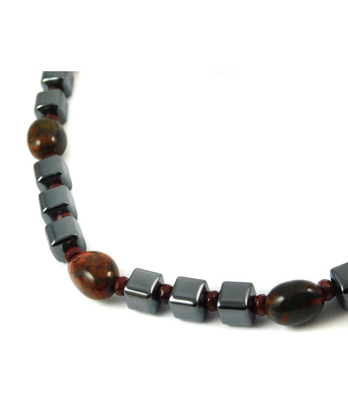 Necklace "Maroon" Hematite, jasper galtovka