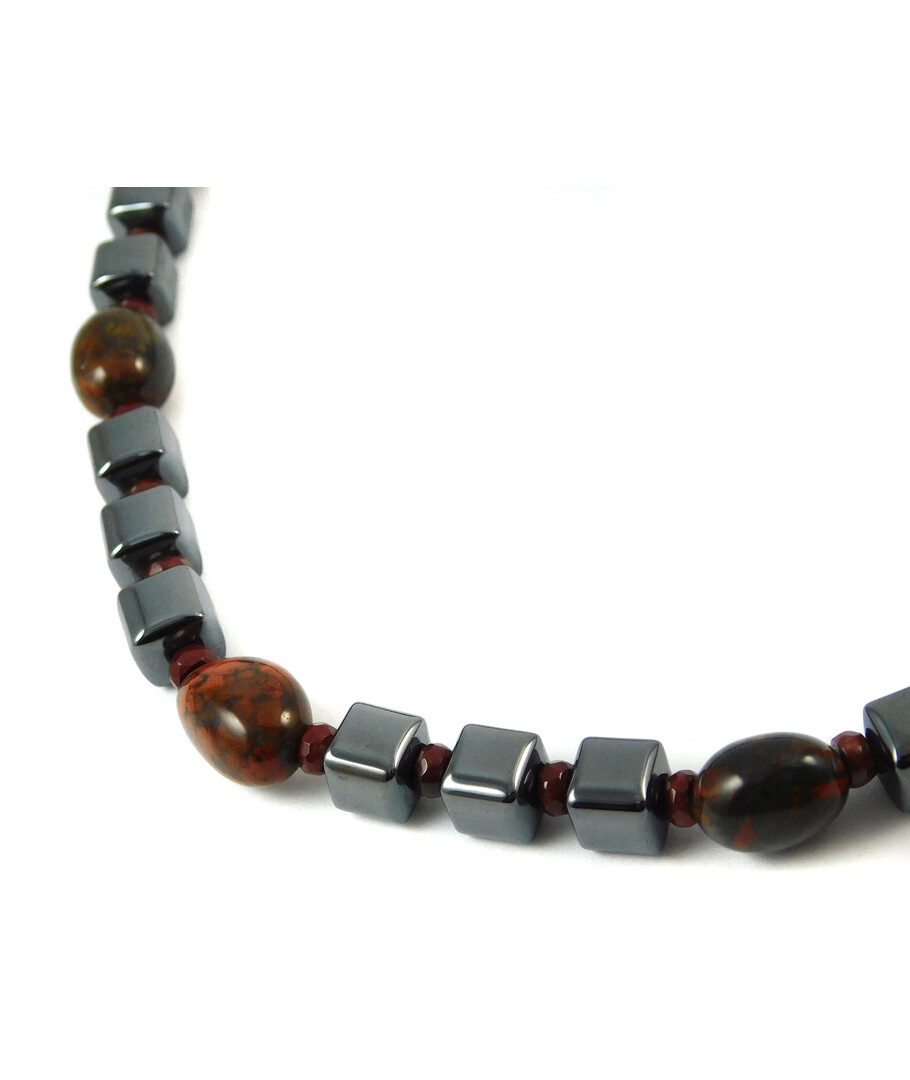 Necklace "Maroon" Hematite, jasper galtovka