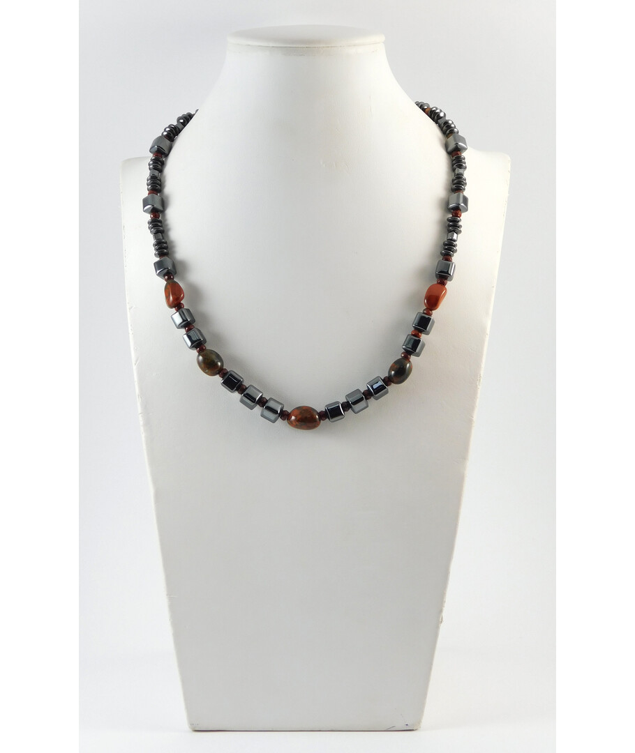 Necklace "Maroon" Hematite, jasper galtovka