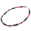 Necklace &quot;Goji&quot; Malachite, Coral, silver