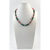 Necklace &quot;Goji&quot; Malachite, Coral, silver