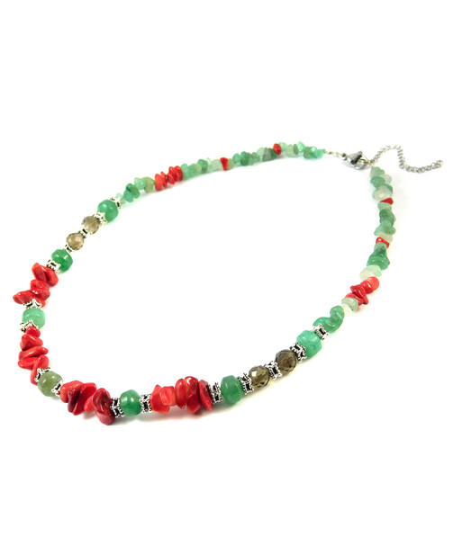 Necklace "Leila" Topaz, Jade, Coral