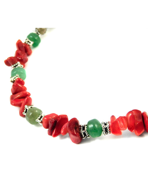 Necklace "Leila" Topaz, Jade, Coral