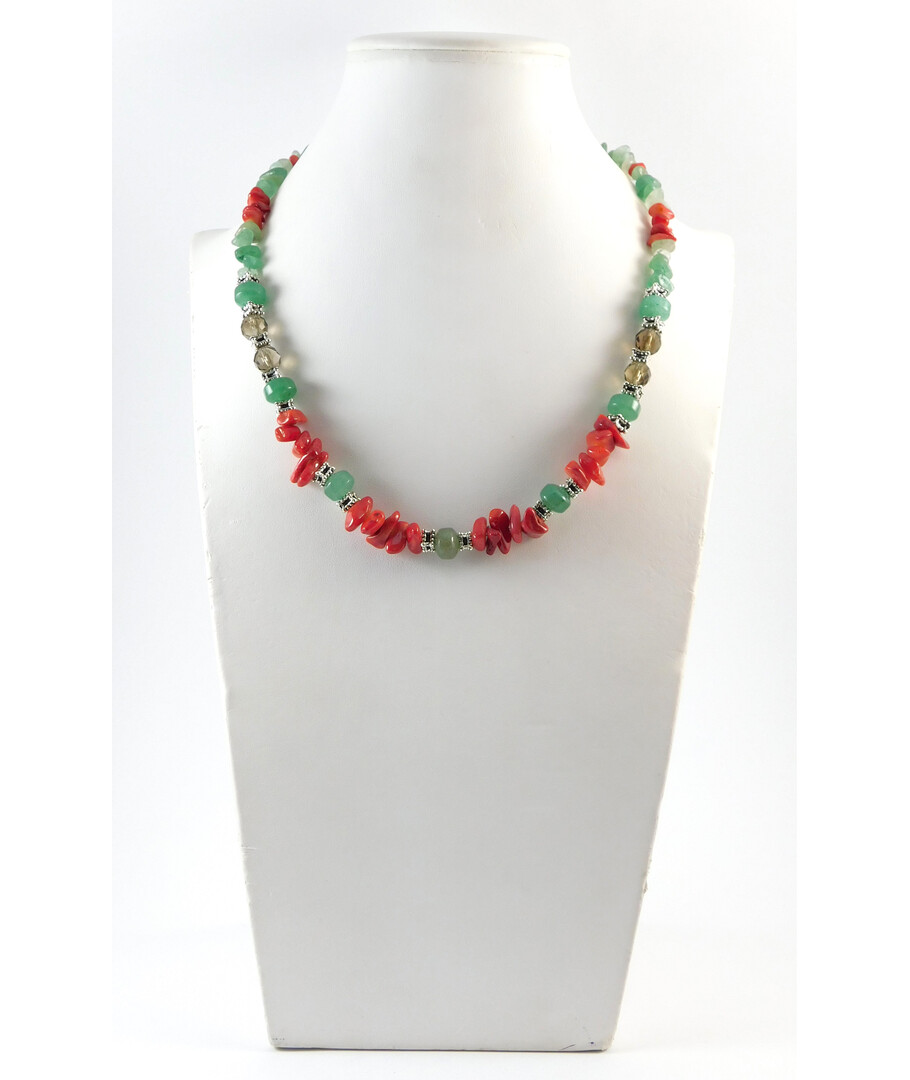 Necklace "Leila" Topaz, Jade, Coral