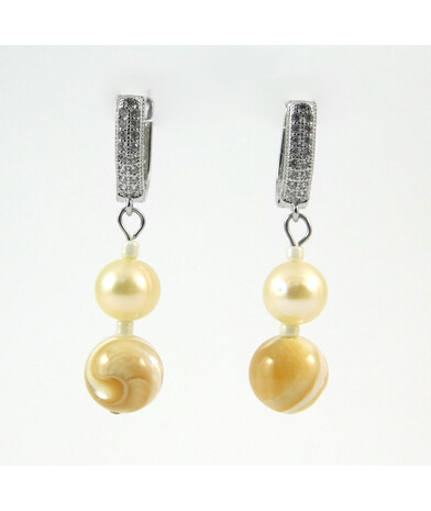 Earrings "Princess of the sea" Pearls, Mother of pearl