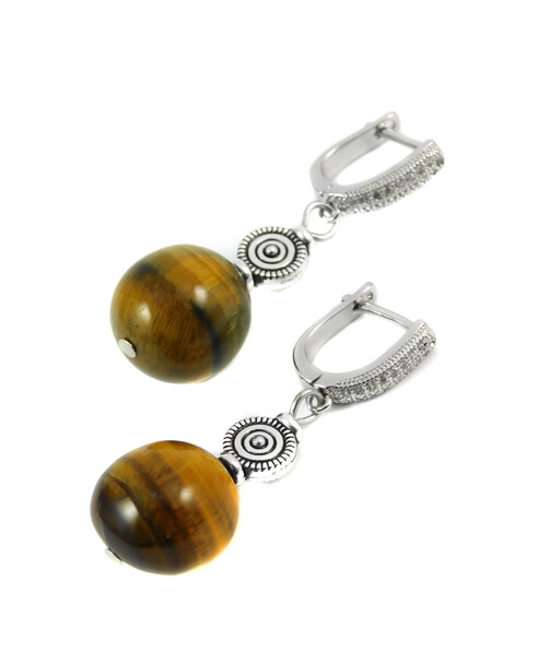 Earrings "Sansara" Tiger's eye galovka