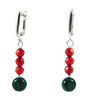 Earrings &quot;Goji&quot; Malachite, Coral, silver