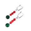 Earrings &quot;Goji&quot; Malachite, Coral, silver