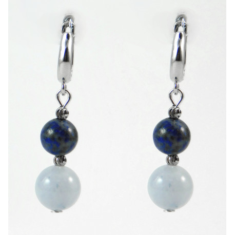 Morganite, lapis lazuli earrings