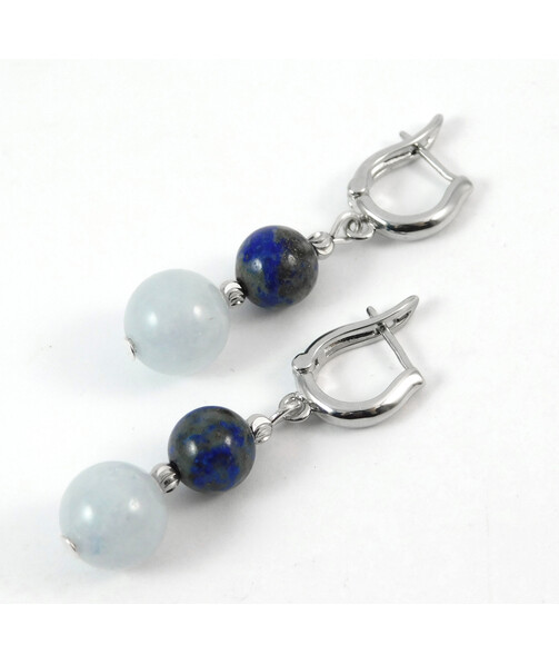 Morganite, lapis lazuli earrings