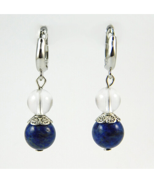 Lapis lazuli, rock crystal earrings