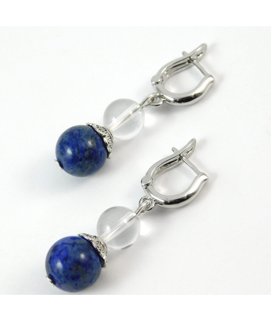 Lapis lazuli, rock crystal earrings