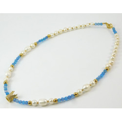Necklace "Leonor" Pearls, Agate