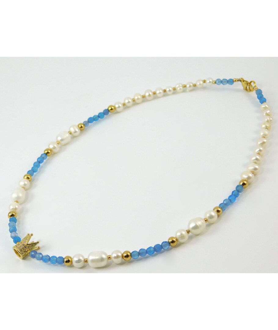 Necklace "Leonor" Pearls, Agate