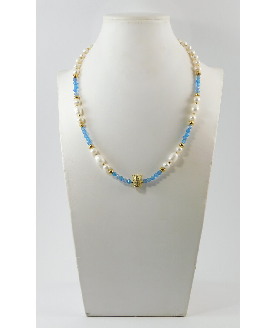 Necklace "Leonor" Pearls, Agate