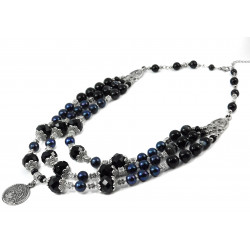 Necklace "Bela" Dark pearls, Agate