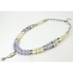 Necklace "Pleiade" Pearls, Quartz