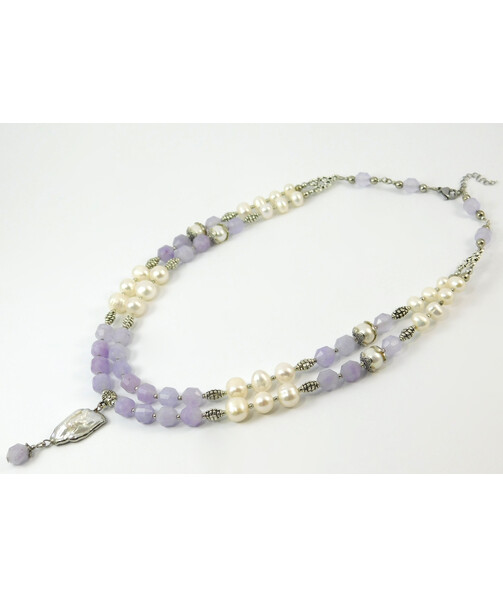 Necklace "Pleiade" Pearls, Quartz