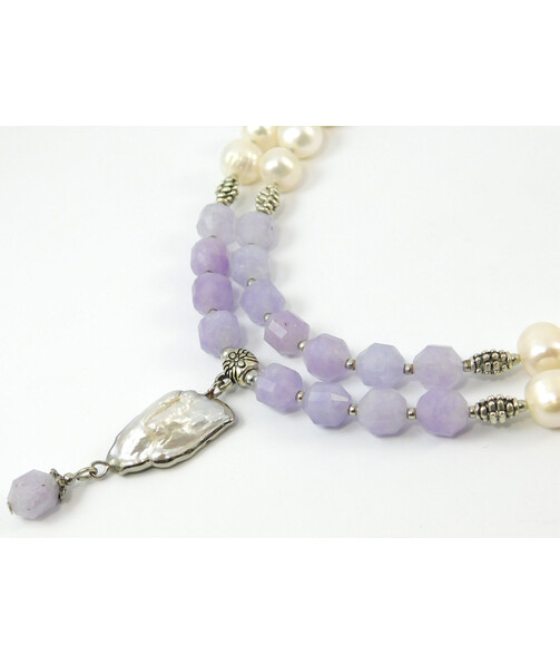 Necklace "Pleiade" Pearls, Quartz