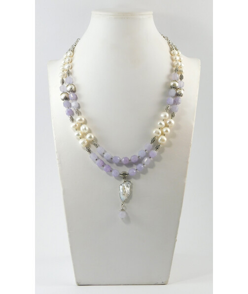 Necklace "Pleiade" Pearls, Quartz