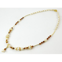 Necklace "Lia" Pearls, Garnet