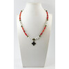 Necklace &quot;Biaco Rosso&quot; Agate white, Coral