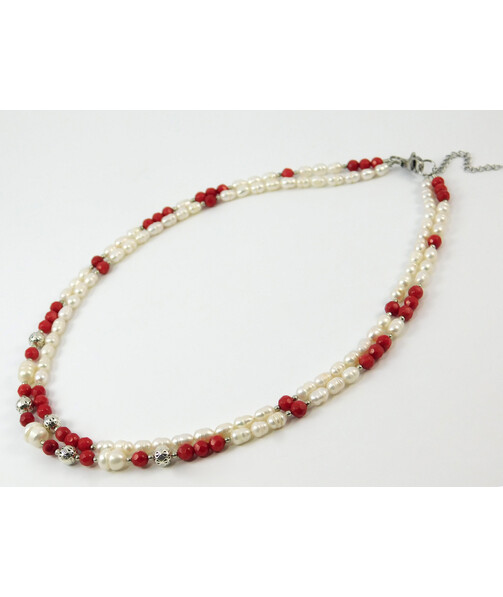 Necklace "Unearthly" Pearls, Coral