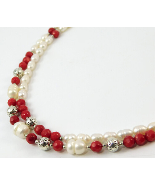 Necklace "Unearthly" Pearls, Coral