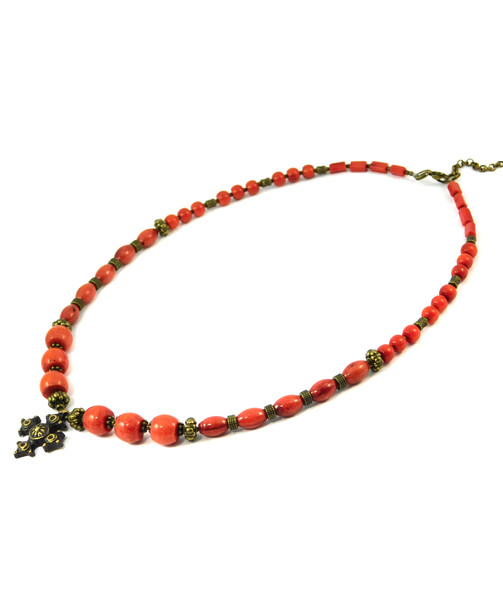 Necklace "Madeline" Orange coral