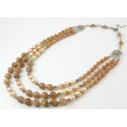 Necklace "Gobi" Sunstone, Pearls